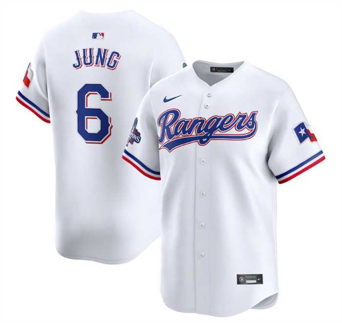 Men's Texas Rangers #6 Josh Jung White 2023 World Series Champions Stitched Baseball Jersey Dzhi
